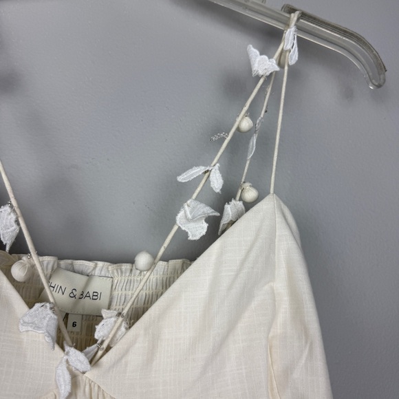 Anthropologie Sachin + Babi White Tiered 3D Floral Maxi Dress - Picture 5 of 8